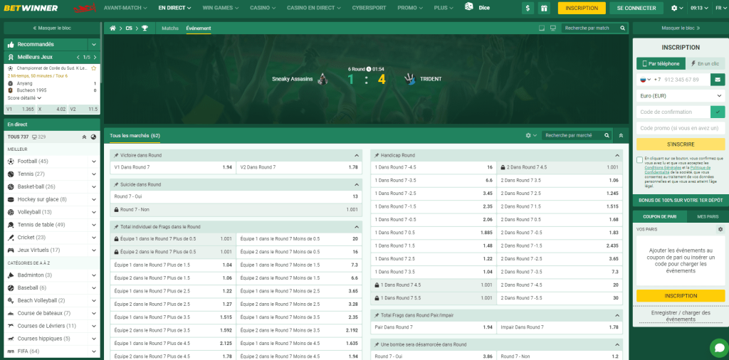 parier sur cs go avec betwinner