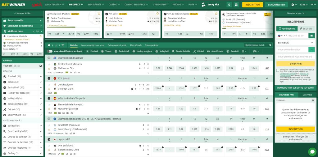 paris en direct betwinner